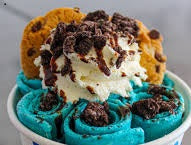 Cookie Monster Rolled Ice Cream